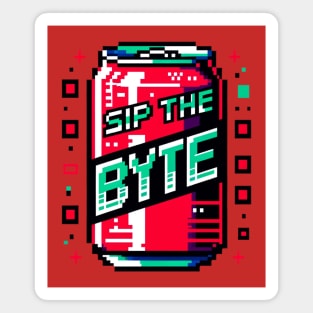 Cyberpunk Pixel Soda Can - Sip the Byte 2D Game Style Magnet